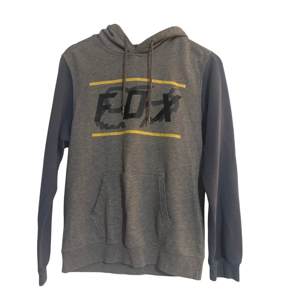 Fox Men's Hooded Sweatshirt Two Toned Gray Size S